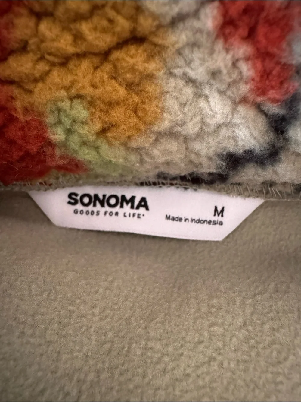 Sonoma Green Multi-Color Teddy Jacket